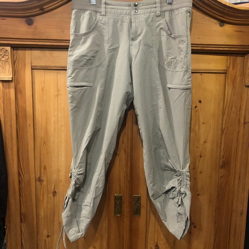 KÜHL Vintage Ruched Leg Hiking Pants Khaki | Lightweight Outdoor Pant Size 14